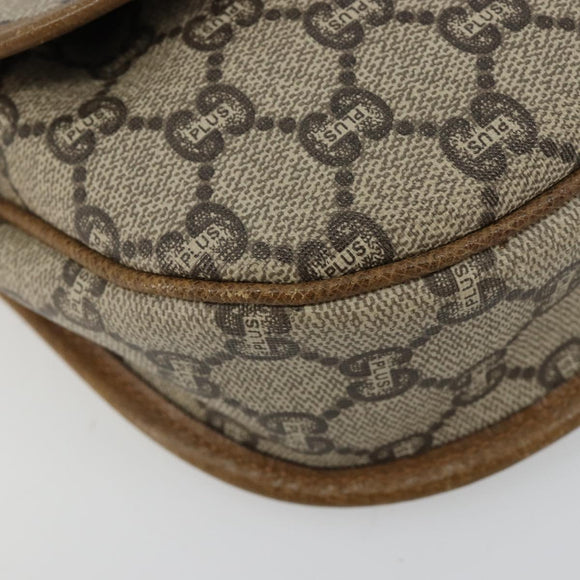 GUCCI GG Plus Supreme Shoulder Bag PVC Beige Gold Auth ka4547