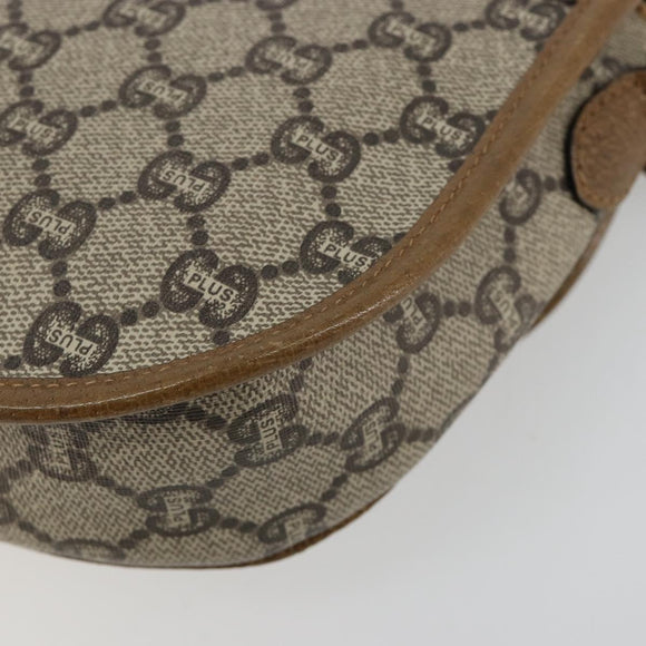 GUCCI GG Plus Supreme Shoulder Bag PVC Beige Gold Auth ka4547