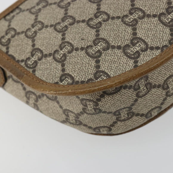 GUCCI GG Plus Supreme Shoulder Bag PVC Beige Gold Auth ka4547