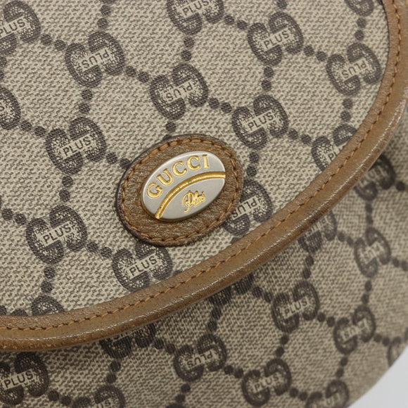 GUCCI GG Plus Supreme Shoulder Bag PVC Beige Gold Auth ka4547