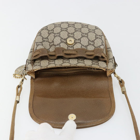 GUCCI GG Plus Supreme Shoulder Bag PVC Beige Gold Auth ka4547