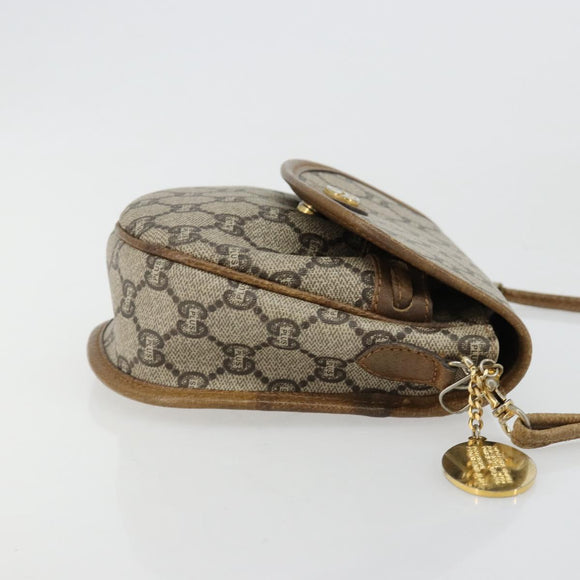 GUCCI GG Plus Supreme Shoulder Bag PVC Beige Gold Auth ka4547