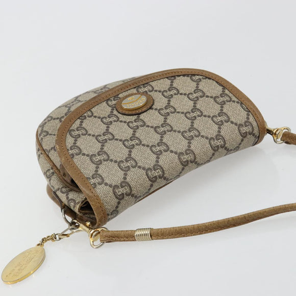 GUCCI GG Plus Supreme Shoulder Bag PVC Beige Gold Auth ka4547