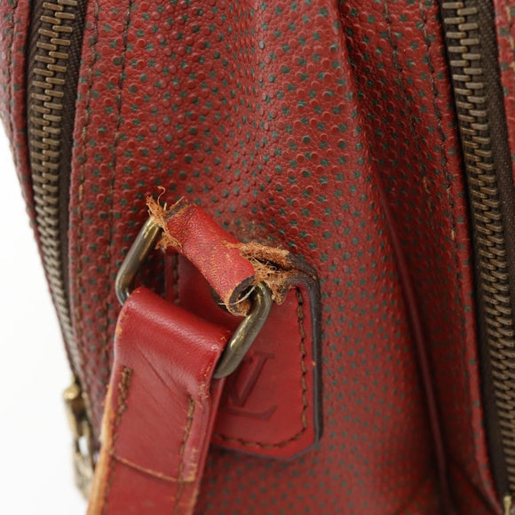 LOUIS VUITTON Challenge Cup Reporter Shoulder Bag Leather Red LV Auth ka4551