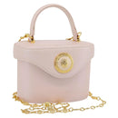 Gianni Versace Vanity Hand Bag Leather 2way Pink Gold Auth ka4553-1
