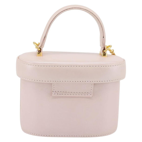 Gianni Versace Vanity Hand Bag Leather 2way Pink Gold Auth ka4553