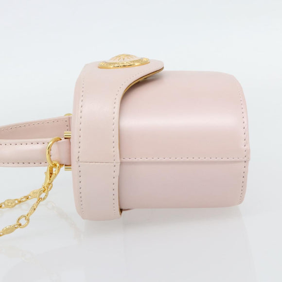 Gianni Versace Vanity Hand Bag Leather 2way Pink Gold Auth ka4553