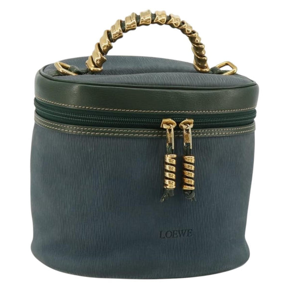 LOEWE Velazquez Hand Bag Suede Green Gold Auth ka4554A