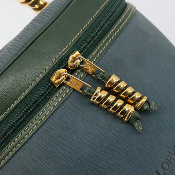 LOEWE Velazquez Hand Bag Suede Green Gold Auth ka4554A