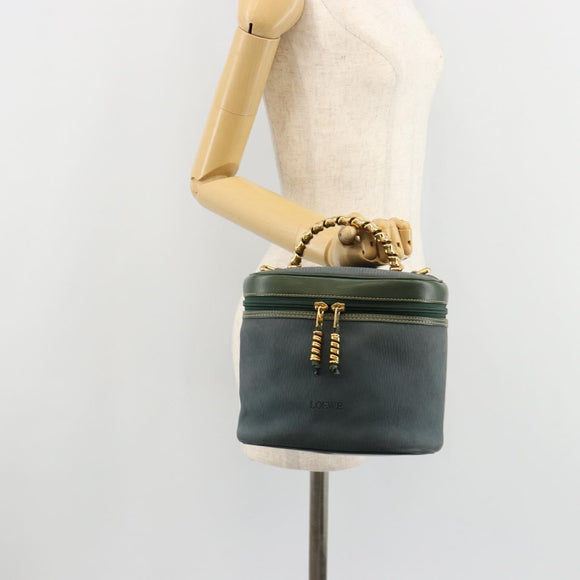 LOEWE Velazquez Hand Bag Suede Green Gold Auth ka4554A