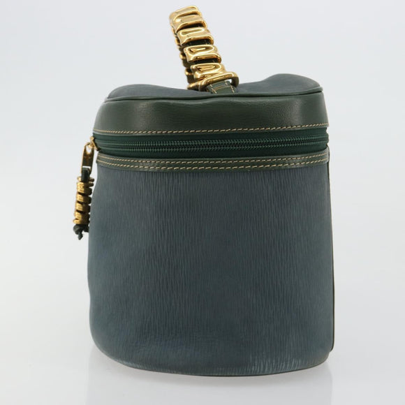 LOEWE Velazquez Hand Bag Suede Green Gold Auth ka4554A