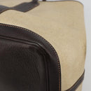 HERMES Garden Party PM Hand Bag Canvas Toile Officier Brown Silver Auth ka4555-10