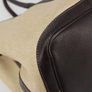 HERMES Garden Party PM Hand Bag Canvas Toile Officier Brown Silver Auth ka4555-11