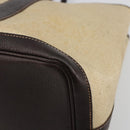 HERMES Garden Party PM Hand Bag Canvas Toile Officier Brown Silver Auth ka4555-12
