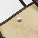 HERMES Garden Party PM Hand Bag Canvas Toile Officier Brown Silver Auth ka4555-14