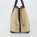 HERMES Garden Party PM Hand Bag Canvas Toile Officier Brown Silver Auth ka4555-4