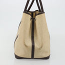 HERMES Garden Party PM Hand Bag Canvas Toile Officier Brown Silver Auth ka4555-5
