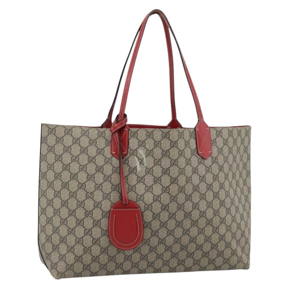 GUCCI GG Supreme Tote Bag PVC Beige Auth ka4557