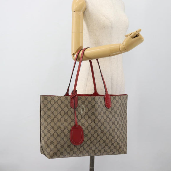 GUCCI GG Supreme Tote Bag PVC Beige Auth ka4557