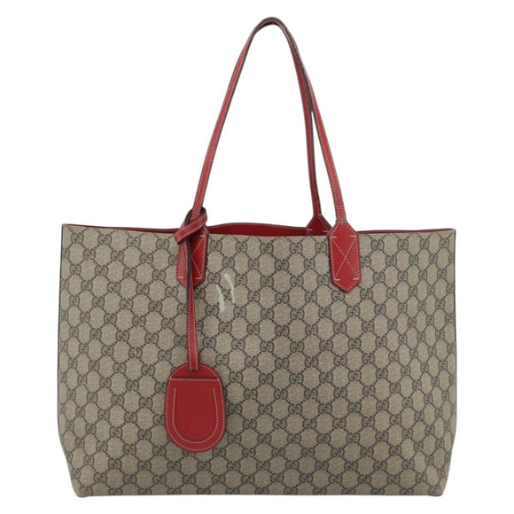 GUCCI GG Supreme Tote Bag PVC Beige Auth ka4557