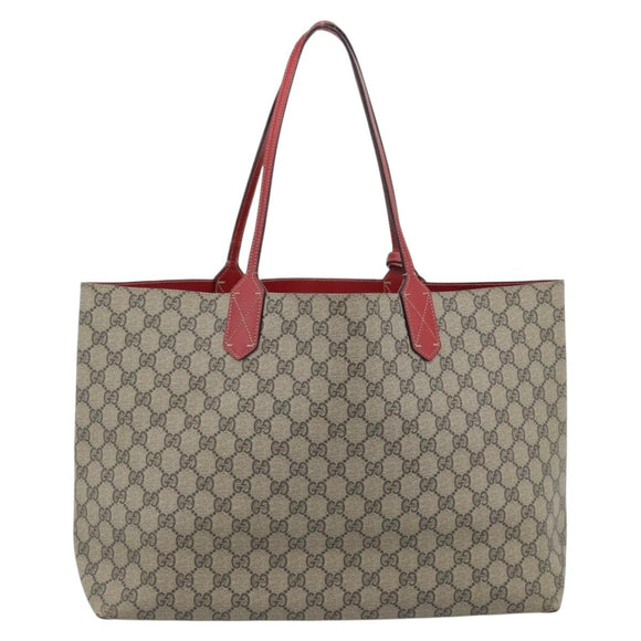 GUCCI GG Supreme Tote Bag PVC Beige Auth ka4557