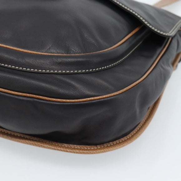 LOEWE Schoudertas Leer Zwart Zilver Auth ka4560A