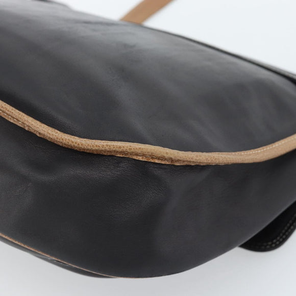 LOEWE Schoudertas Leer Zwart Zilver Auth ka4560A