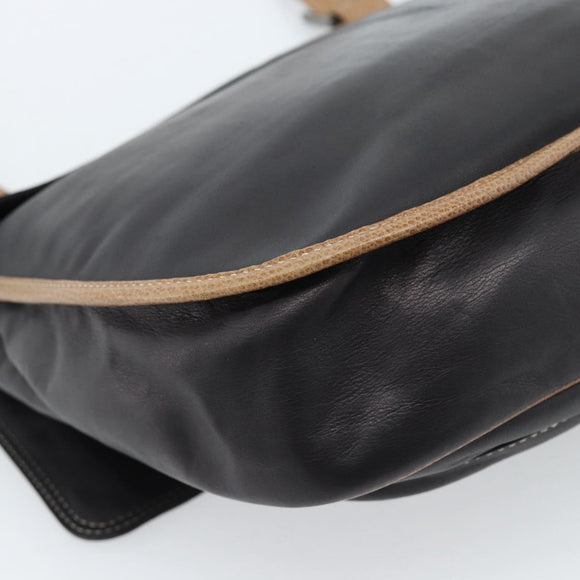 LOEWE Schoudertas Leer Zwart Zilver Auth ka4560A