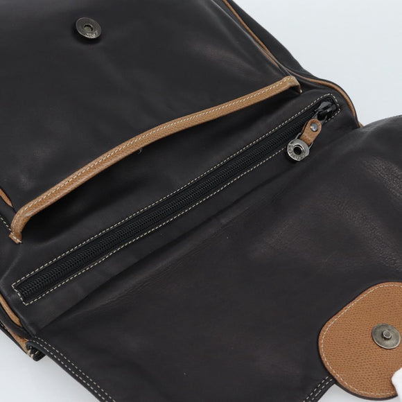LOEWE Schoudertas Leer Zwart Zilver Auth ka4560A