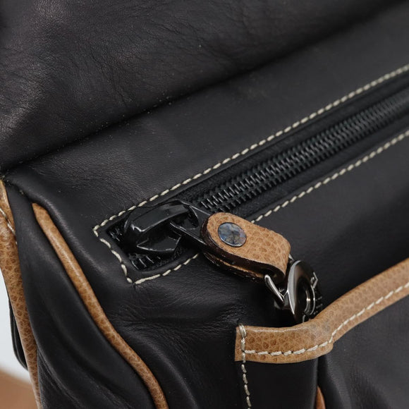 LOEWE Schoudertas Leer Zwart Zilver Auth ka4560A