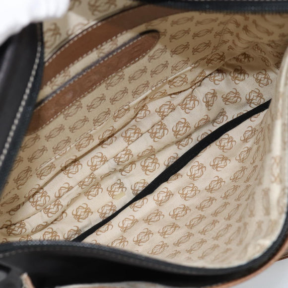 LOEWE Schoudertas Leer Zwart Zilver Auth ka4560A