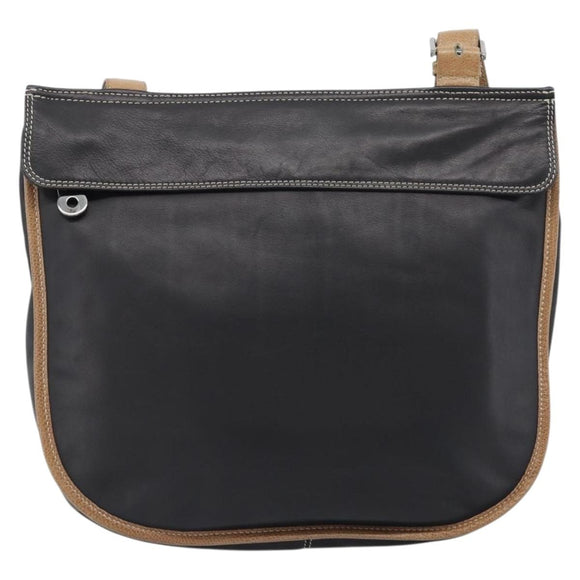 LOEWE Schoudertas Leer Zwart Zilver Auth ka4560A