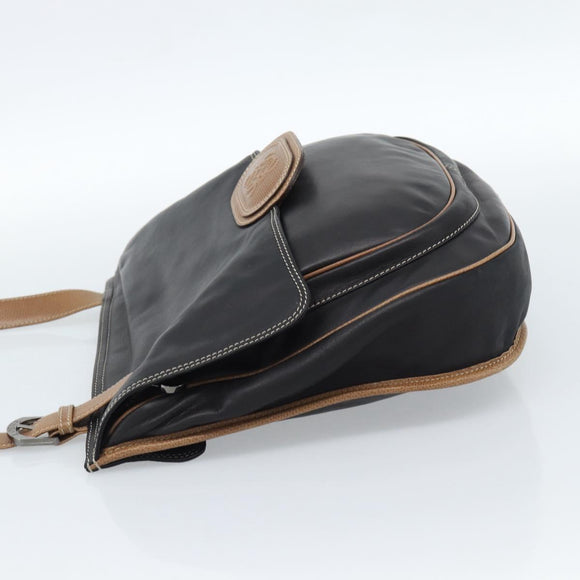 LOEWE Schoudertas Leer Zwart Zilver Auth ka4560A