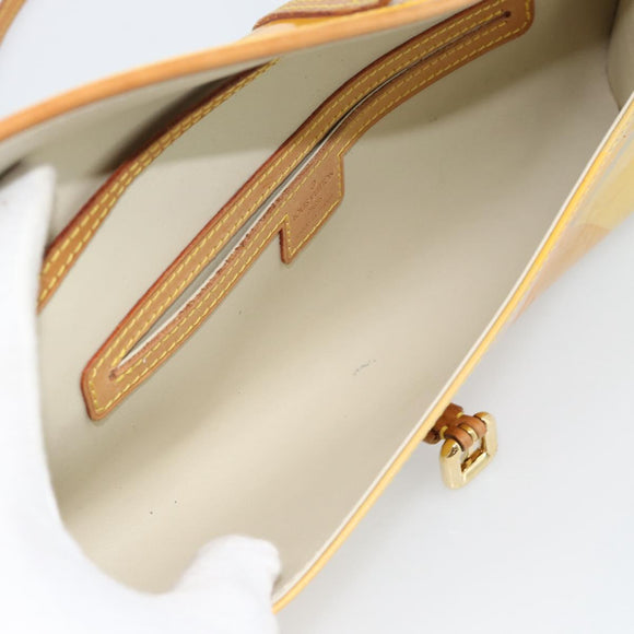 LOUIS VUITTON Monogram Vernis Pochette Fleur Bag Yellow M91118 LV Auth ka4561