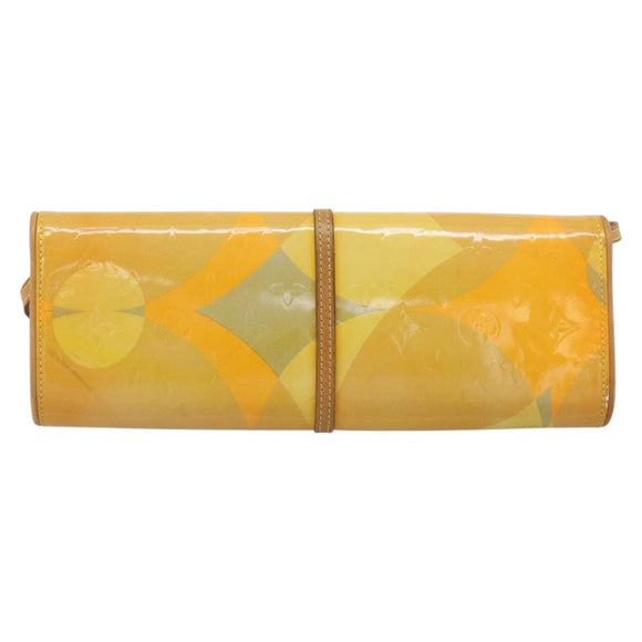 LOUIS VUITTON Monogram Vernis Pochette Fleur Bag Yellow M91118 LV Auth ka4561