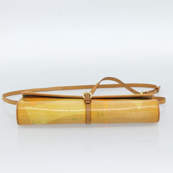 LOUIS VUITTON Monogram Vernis Pochette Fleur Bag Yellow M91118 LV Auth ka4561