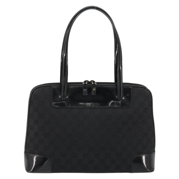 GUCCI GG Canvas Hand Bag Black Gold 002 1122 Auth ka4562