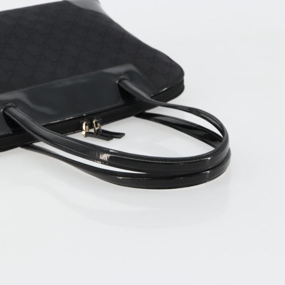 GUCCI GG Canvas Hand Bag Black Gold 002 1122 Auth ka4562