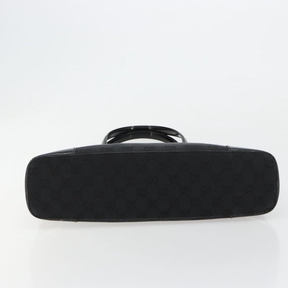 GUCCI GG Canvas Hand Bag Black Gold 002 1122 Auth ka4562