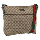 GUCCI GG Canvas Web Sherry Line Schultertasche Beige Silber 189751 Auth ka4563-1