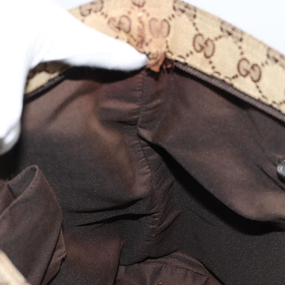 GUCCI GG Canvas Web Sherry Line Schultertasche Beige Silber 189751 Auth ka4563
