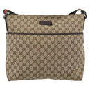 GUCCI GG Canvas Web Sherry Line Schultertasche Beige Silber 189751 Auth ka4563-2