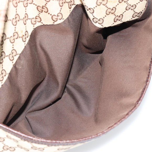 GUCCI GG Canvas Web Sherry Line Schultertasche Beige Silber 189751 Auth ka4563