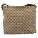 GUCCI GG Canvas Web Sherry Line Schultertasche Beige Silber 189751 Auth ka4563-3