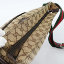 GUCCI GG Canvas Web Sherry Line Schultertasche Beige Silber 189751 Auth ka4563-6