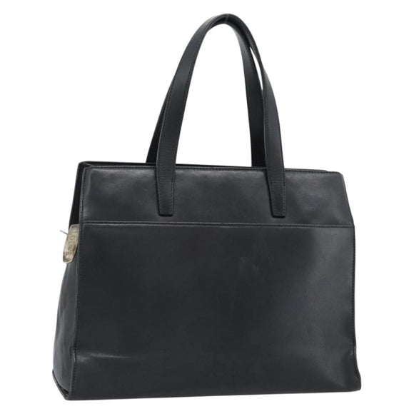 LOEWE Hand Bag Leather Black Silver Auth ka4565A