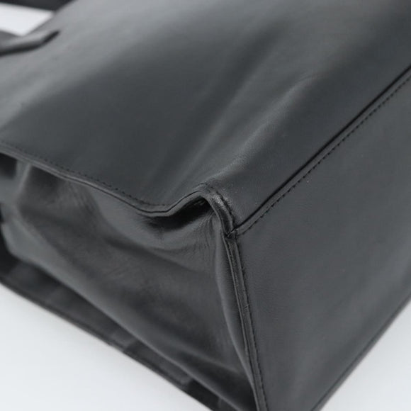 LOEWE Hand Bag Leather Black Silver Auth ka4565A