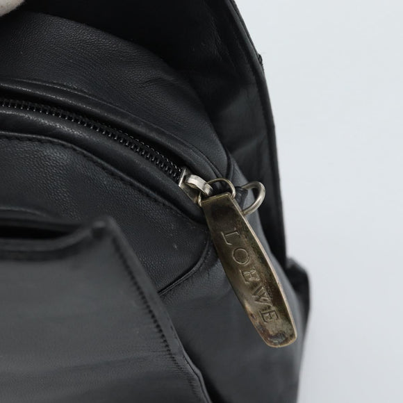 LOEWE Hand Bag Leather Black Silver Auth ka4565A