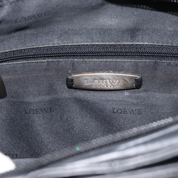 LOEWE Hand Bag Leather Black Silver Auth ka4565A