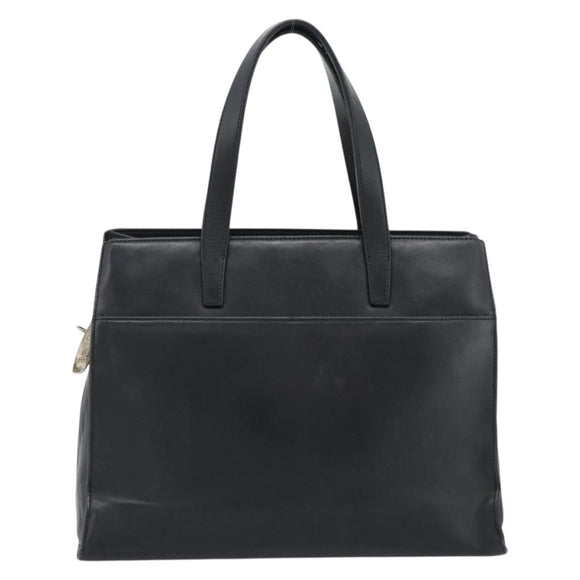 LOEWE Hand Bag Leather Black Silver Auth ka4565A